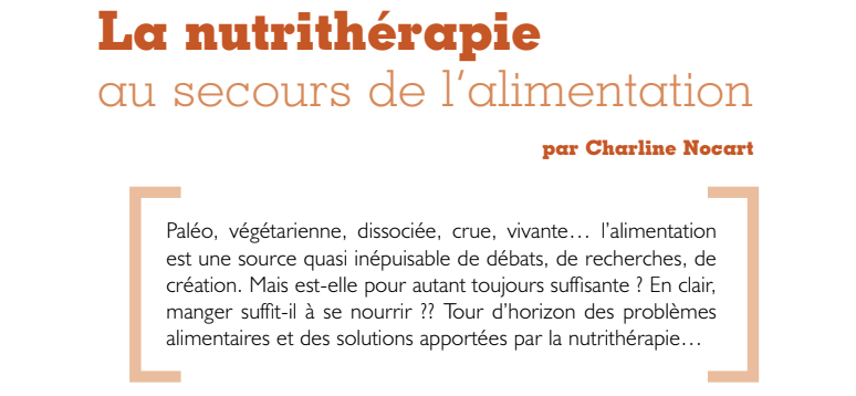 La Nutrithérapie au secours de l’alimentation